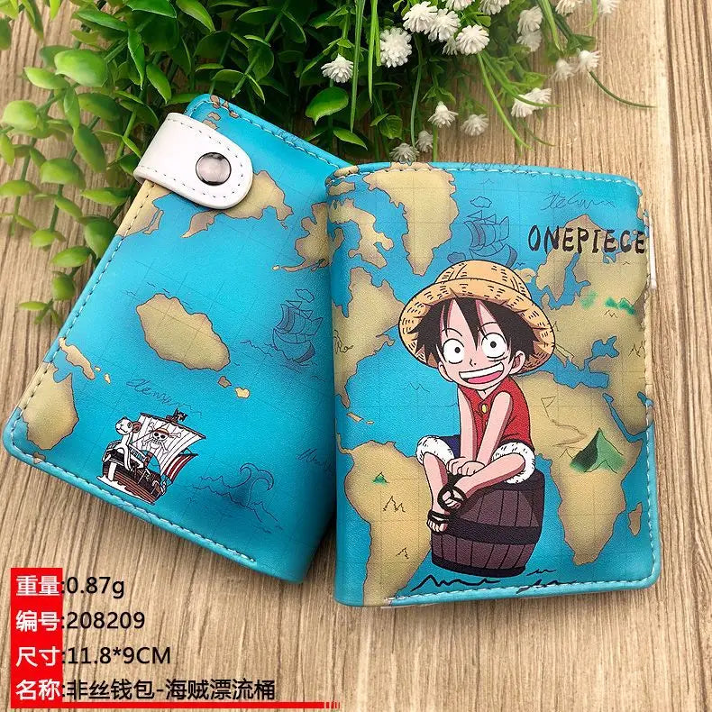 Anime One Piece Figure Wallet Luffy Purse Zoro Ace Bounty Order Skeleton Pattern Pu Kawaii Wallet Card Holder Purse