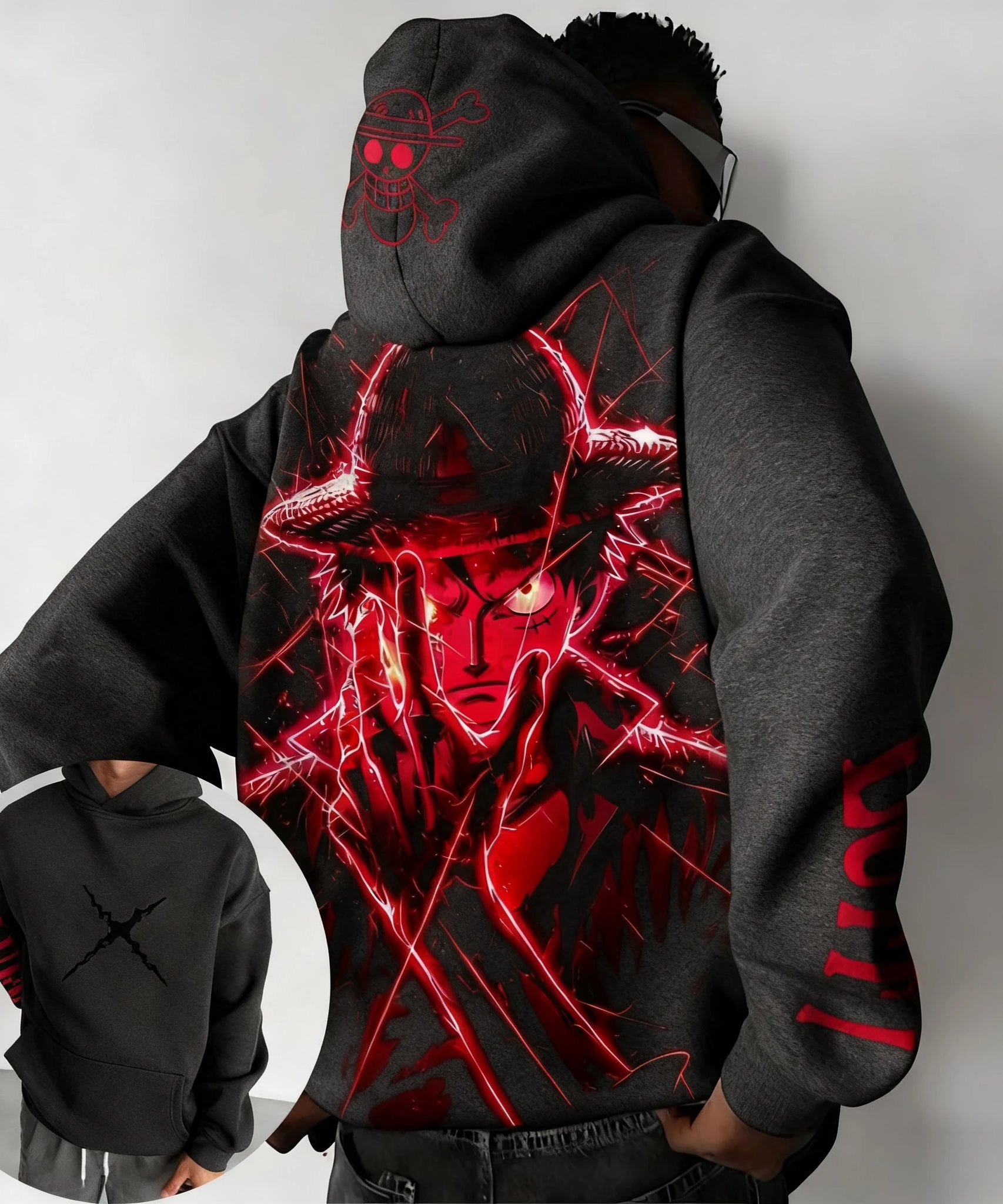 One Piece Luffy Autumn/Winter New Hoodie Men's Street Anime Printed Loose Casual American Hip Hop Parent Child Sweater Top