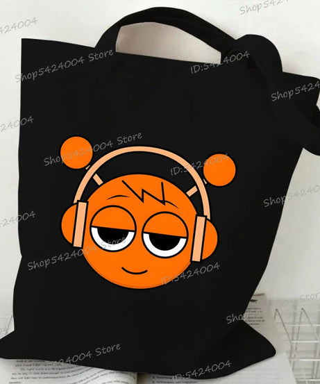 Anime Sprunki Incredibox Game Handbags Women Men Large Capacity No Zipper Canvas Tote Bag Sprunki Figure Shoulder Bag