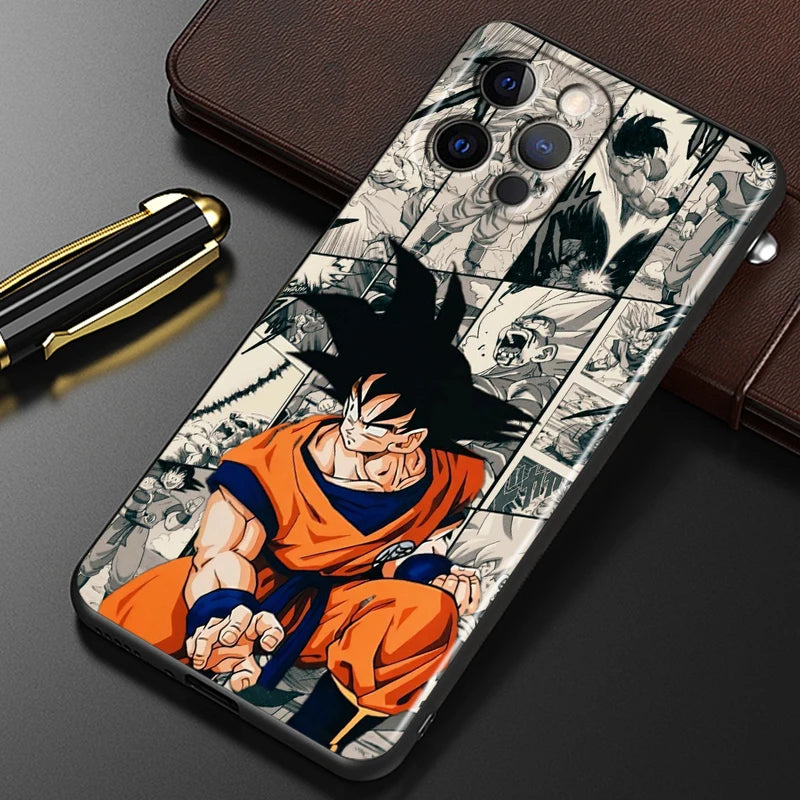 Manga D-Dragon Ball Z Art For iPhone 15 14 13 12 11 XS XR X 8 7 SE Pro Max Plus Mini Black Phone Case