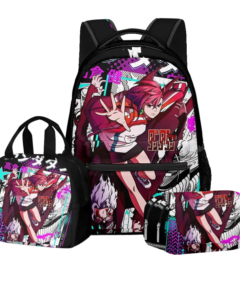 Luxury Popular Novelty DANDADAN 3D Printed 3pcs/Set student School Bags Travel Notebook Backpack Lunch bag Pencil Case