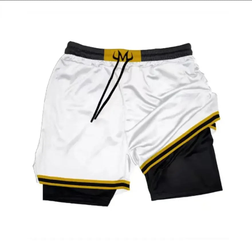 Anime-Inspired Double-Layered Sports Shorts – Breathable High-Waist Fit