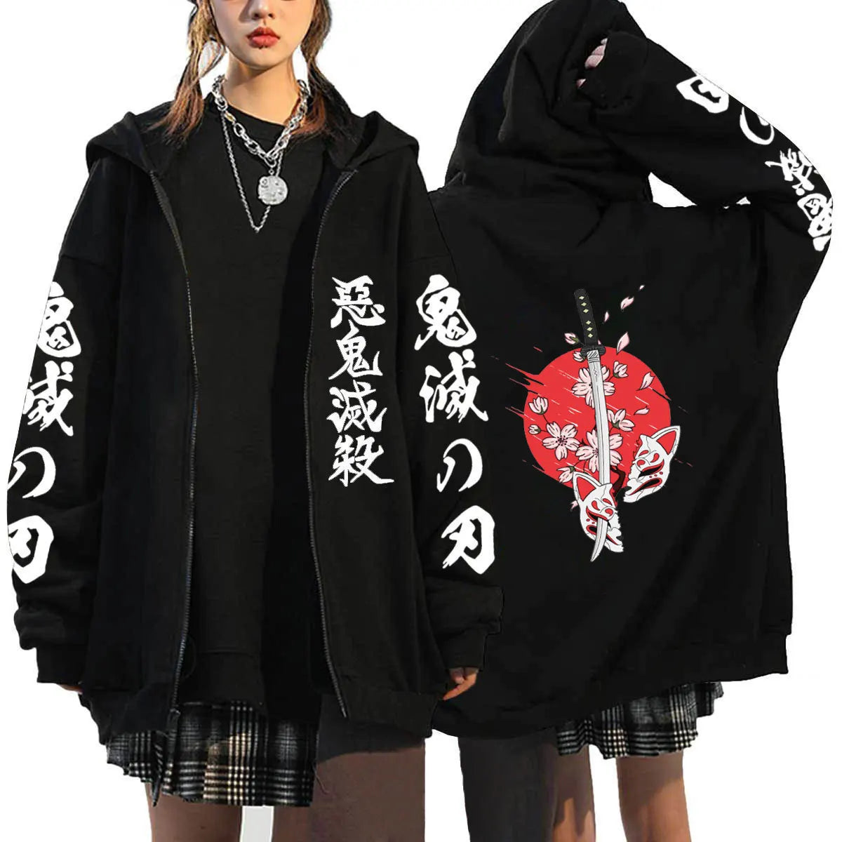 Demon Slayer Zipper Sweatshirts Zip Up Hoodie Anime Hoodies Unisex Hip Hop Streetwear Nezuko Kamado Graphic Y2K Clothes gifts