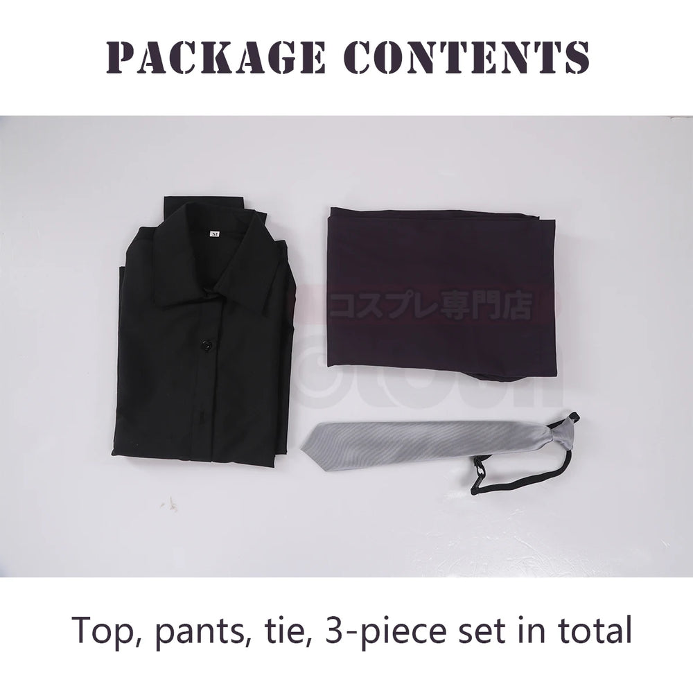 Anime Jujutsu Kaisen Mei Mei Cosplay Costume – Black Shirt, Purple Pants & Tie Set 5