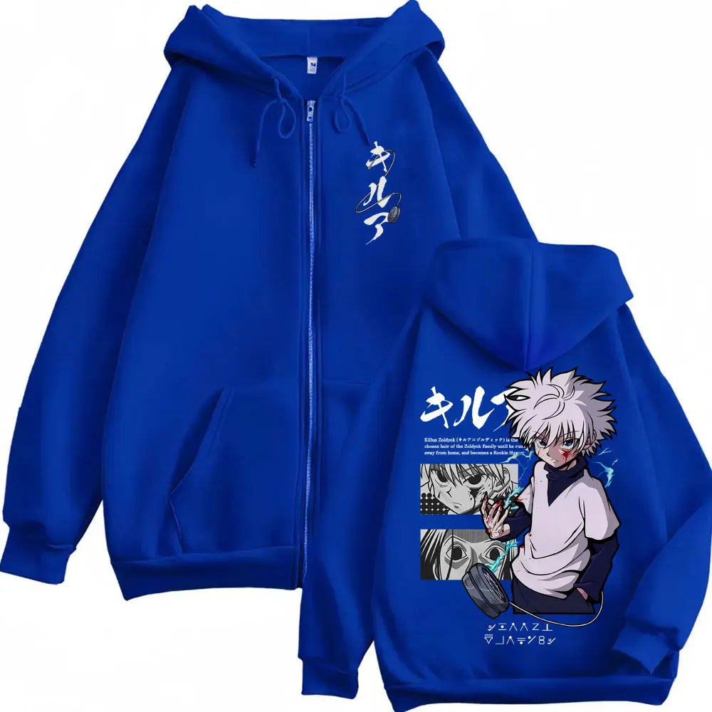 Hunter x Hunter Killua Zoldyck Zip-Up Hoodie – Vintage Oversized Fleece Jacket 6