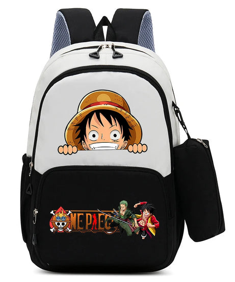 One Piece Luffy Zoro Backpack Kits Boy Student Usopp Chopper Anime Knapsack with Pencilcase Rucksack High-capacity Schoolbag