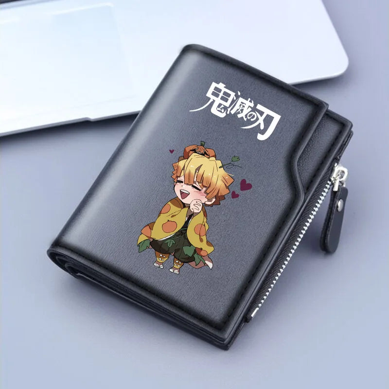 Demon Slayer Wallet Anime Coin Purse Men Credit Card Holder Boy Student Fashion Short Trifold Money Key Storage Pouch