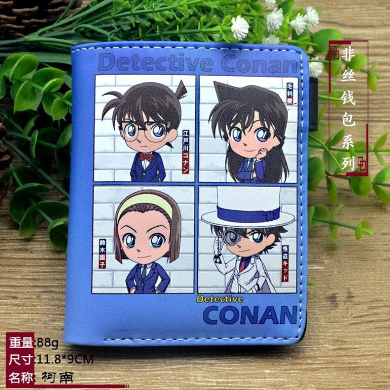 Conan anime peripheral cartoon student wallet card holder with zipper coin purse wallets wallet men PU birthday gift