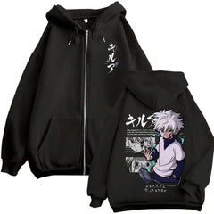 Hunter x Hunter Killua Zoldyck Zip-Up Hoodie – Vintage Oversized Fleece Jacket