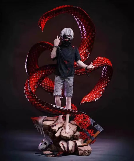 Tokyo Ghoul Figurine Kaneki Ken Action Figure 39cm Pvc Gk Statue Model Changeable Head Ornament Collection Desk Decoration Gifts
