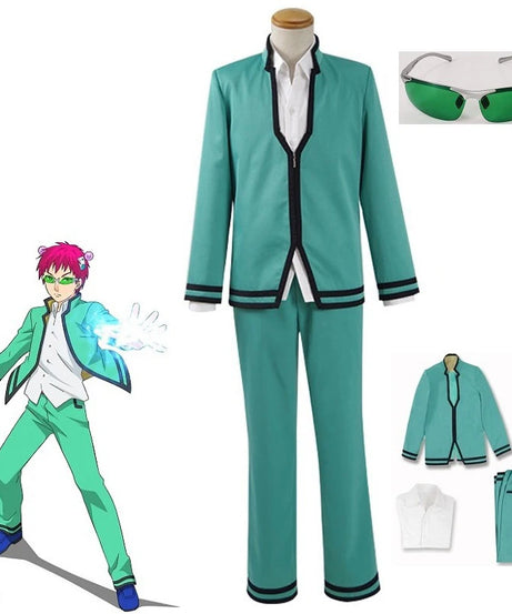 Saiki Kusuo Cosplay Set - Wig, Kostum, dan Aksesoris