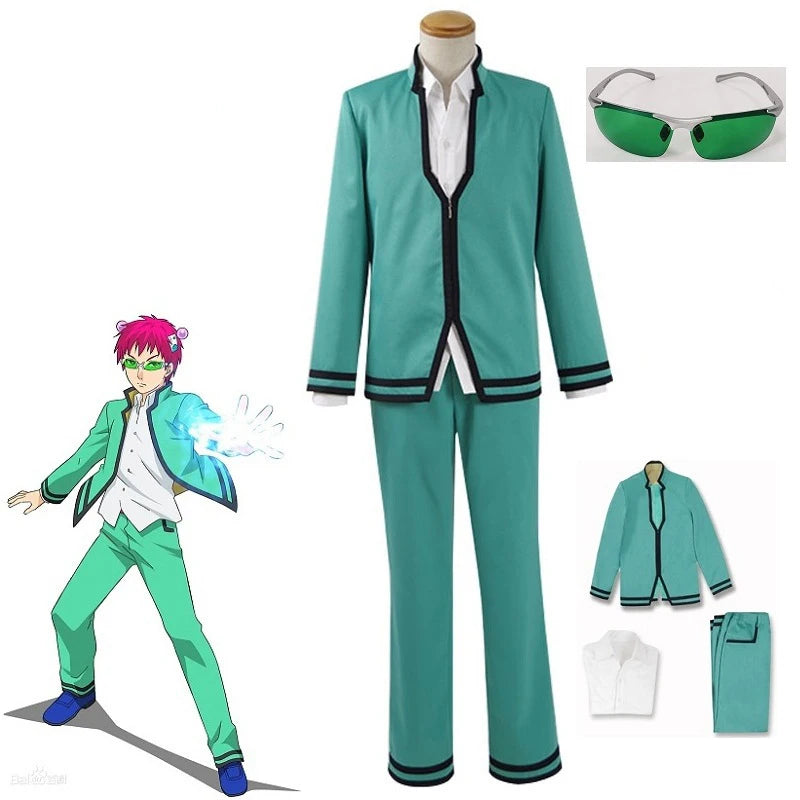 Saiki Kusuo Cosplay Set - Wig, Kostum, dan Aksesoris