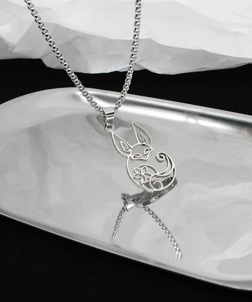 Anime Game Genshin Impact Tighnari Fox Necklace Stainless Steel Cosplay Accessories Cute Pendant Sweater Chain Jewelry