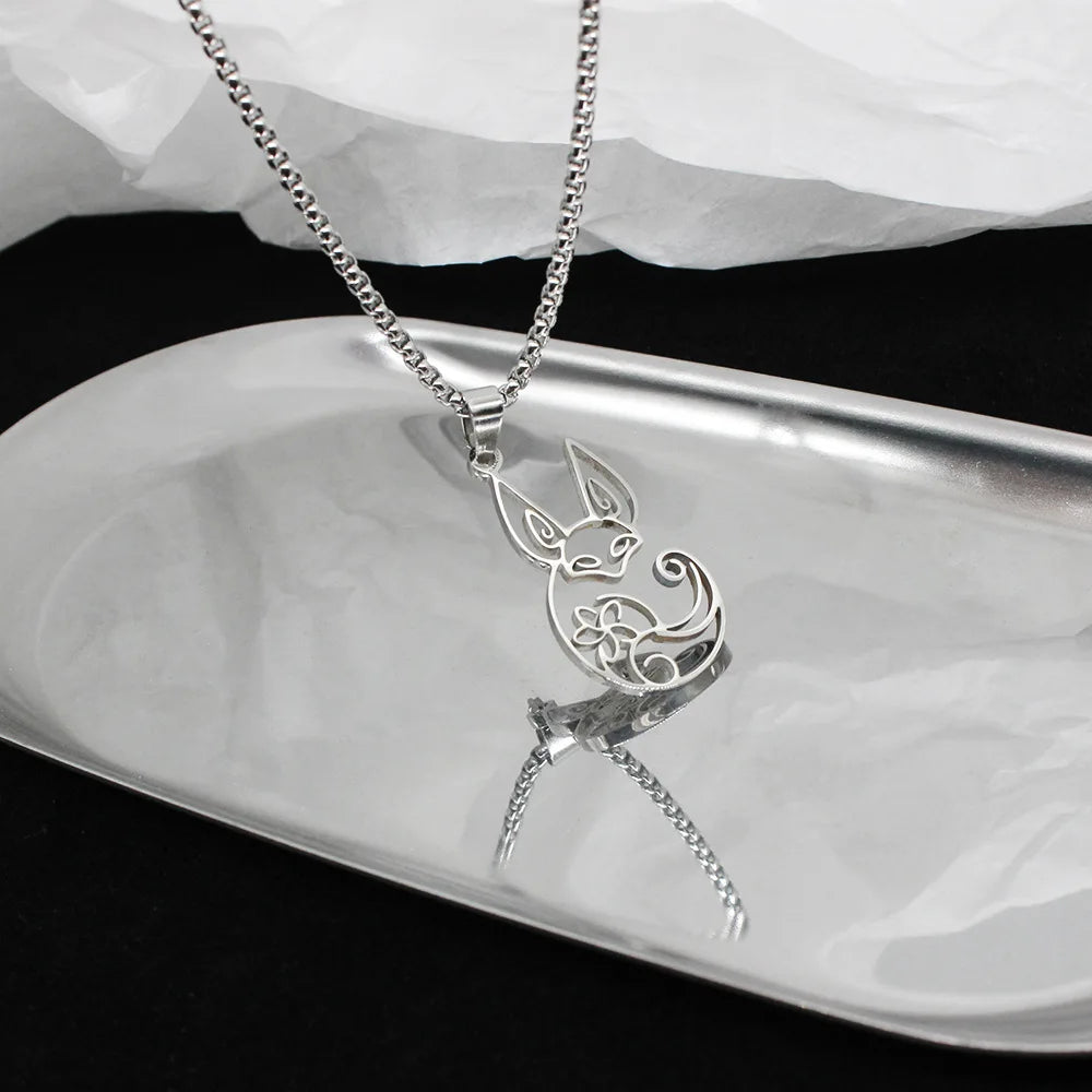 Anime Game Genshin Impact Tighnari Fox Necklace Stainless Steel Cosplay Accessories Cute Pendant Sweater Chain Jewelry