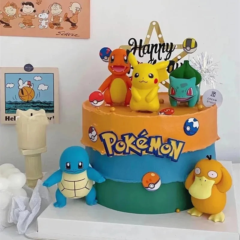 13Pcs/set Pokemon Cake Topper Anime Figure Pikachu Party Happy Birthday Pokemon Cake Decoration Supplies Ornaments Boy