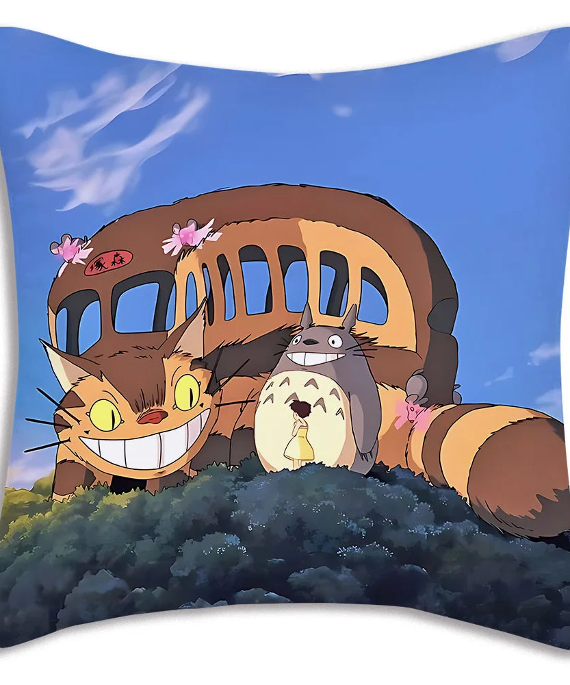 Anime T-TotoroS Kawaii Pillow Covers Cartoon Sofa Decorative Home Double-sided Printing Short Plush Cute Cushion Cover