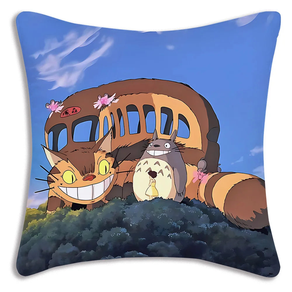 Anime T-TotoroS Kawaii Pillow Covers Cartoon Sofa Decorative Home Double-sided Printing Short Plush Cute Cushion Cover