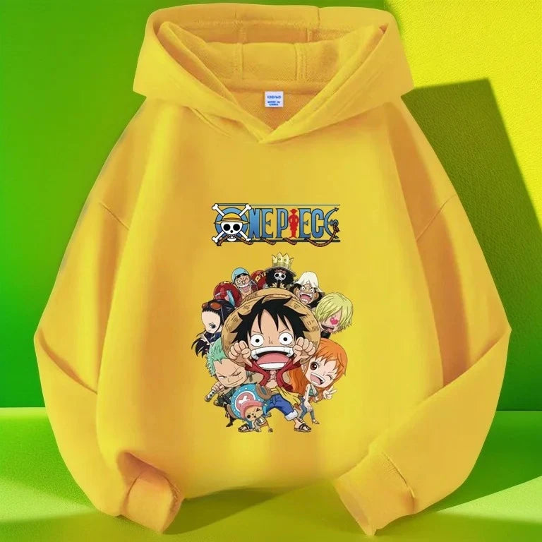 Kids Monkey D. Luffy Anime Fleece Hoodie – One Piece Pullover Sweatshirt 4