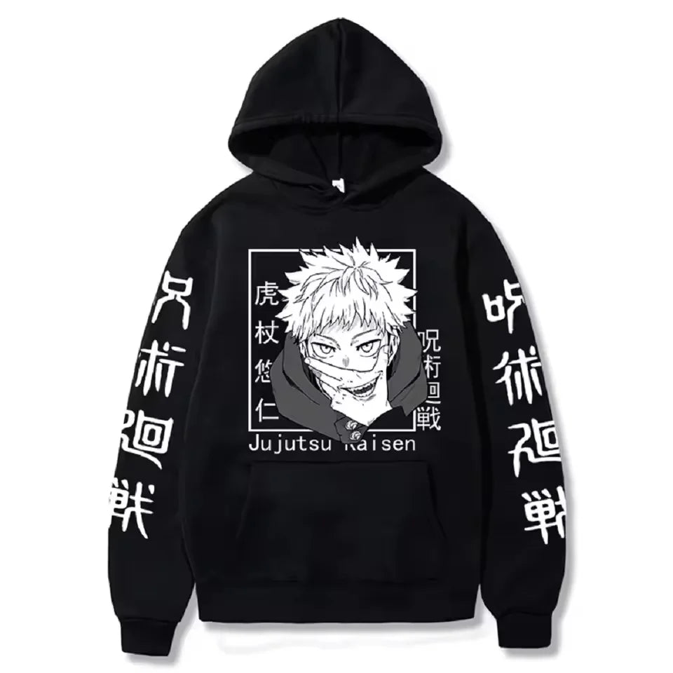 Jujutsu Kaisen Yuji Itadori Anime Graphic Hoodie – Harajuku Streetwear Pullover