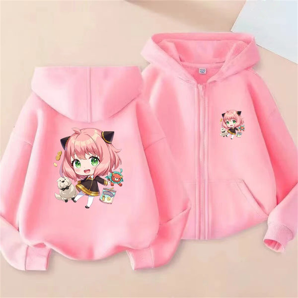 Spy x Family Children's Anya Forger Kids Hoodie – Zip-Up Casual Sweatshirt