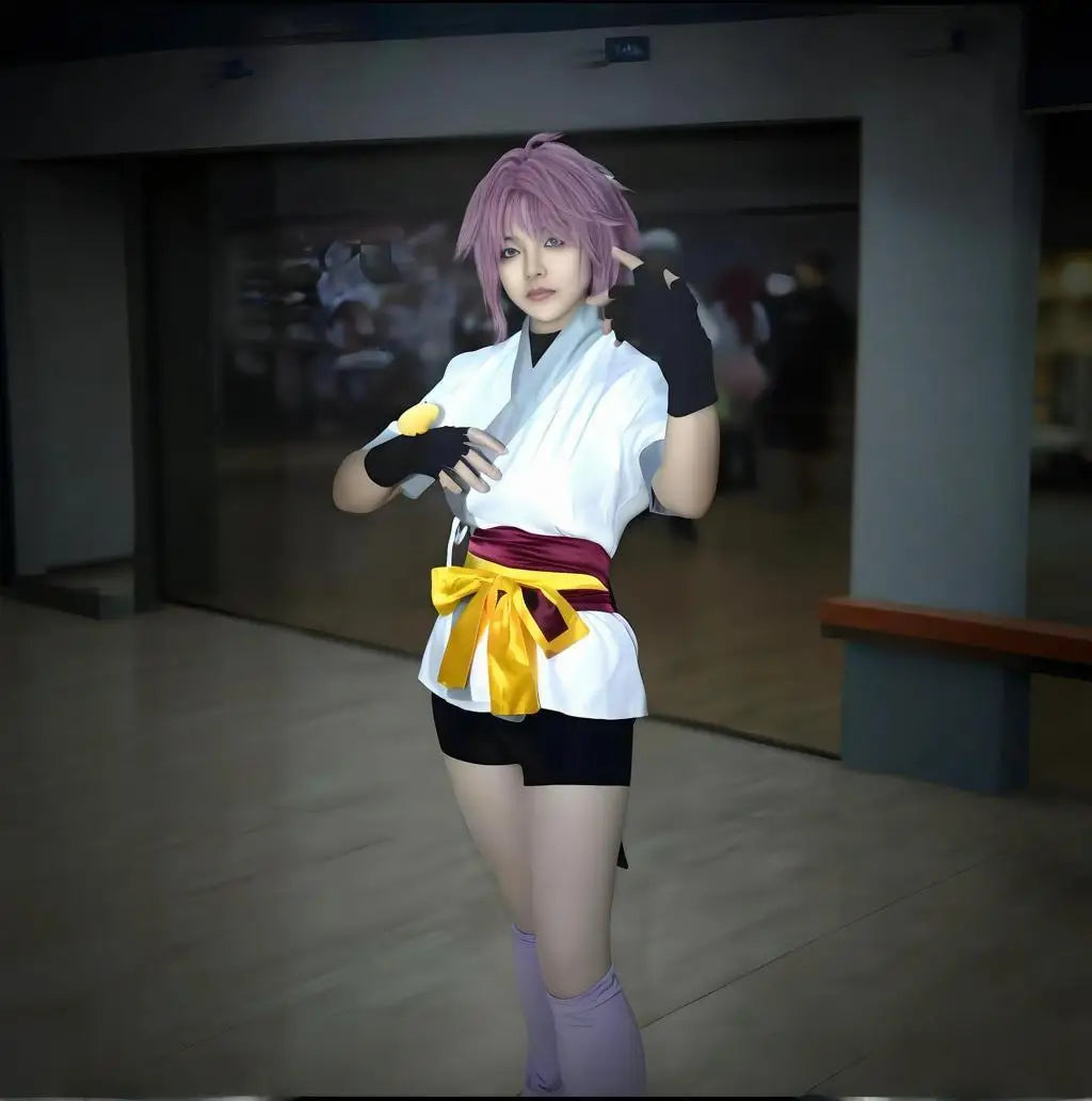Machi Komacine Cosplay Costume Pink Wig Halloween Carnival Costumes for Women Anime Cosplay Outfits Dress