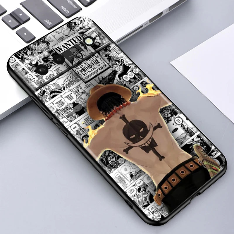 One Piece Anime Zoro Luffy For Google Pixel 9 8 7A 7 6A 6 5A 5 4 4A XL 5G Black Silicon Shockproof Shell Cover Phone Case