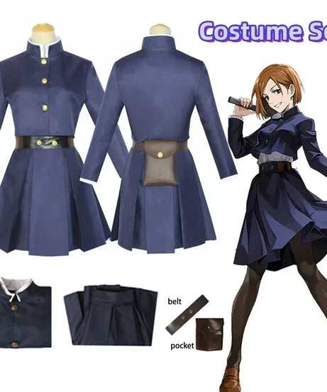 Anime Jujutsu Kaisen Cosplay Kostuum Kugisaki Nobara Tatoo Meisjes Vrouwen Jurk Uniform Volledige Set