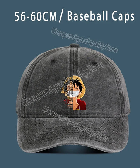 One Piece Luffy  Women Men Baseball Cap Cartoon Anime Figure Print Hat Boy Girl Breathable Kid Hat HipHop Boy NetCap Gift