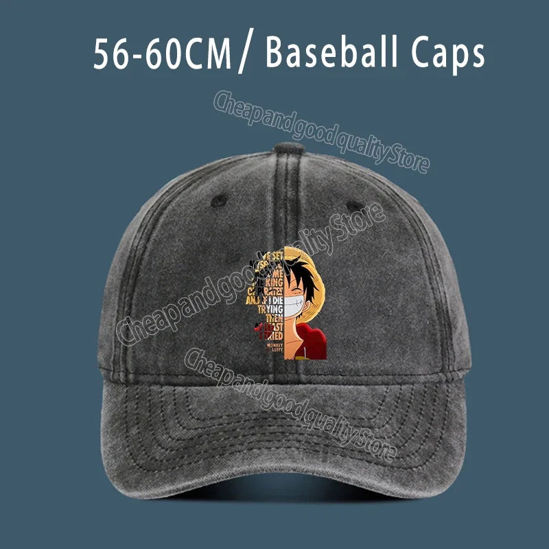 One Piece Luffy  Women Men Baseball Cap Cartoon Anime Figure Print Hat Boy Girl Breathable Kid Hat HipHop Boy NetCap Gift