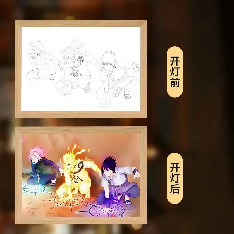 Naruto light painting Kakashi Sasuke Uchiha Madara anime bed head light bedroom creative personality night light holiday gift