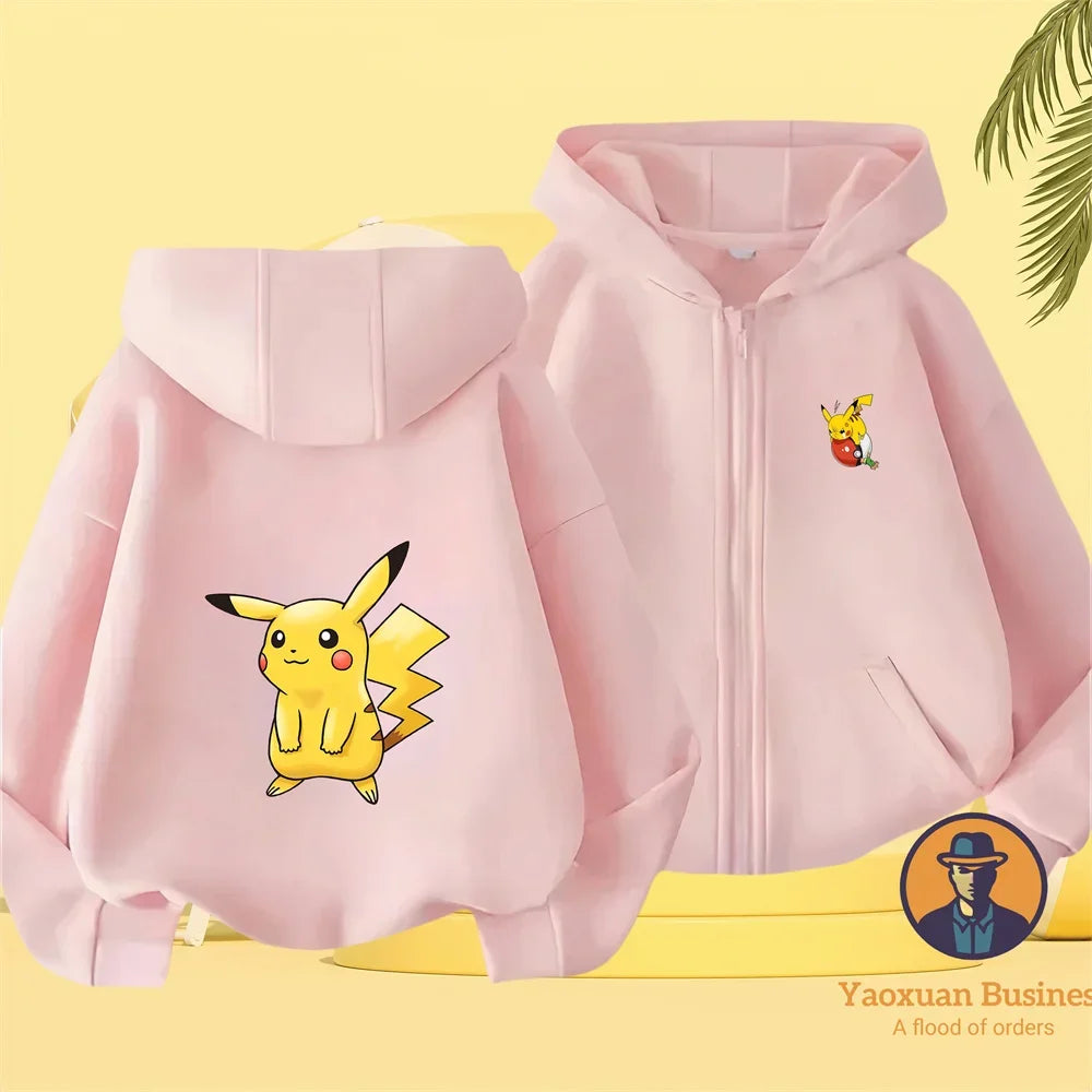 Pokémon Pikachu Pure Cotton Zip Up Hoodie – Premium Layered Sports Outerwear for Men & Women 7