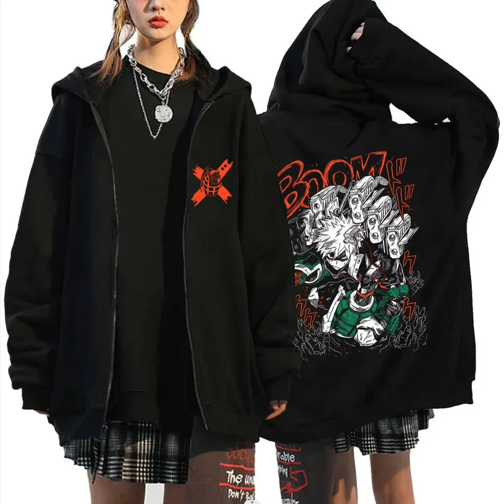 My Hero Academia Katsuki Bakugo Graphic Zip-Up Hoodie Harajuku Streetwear 3