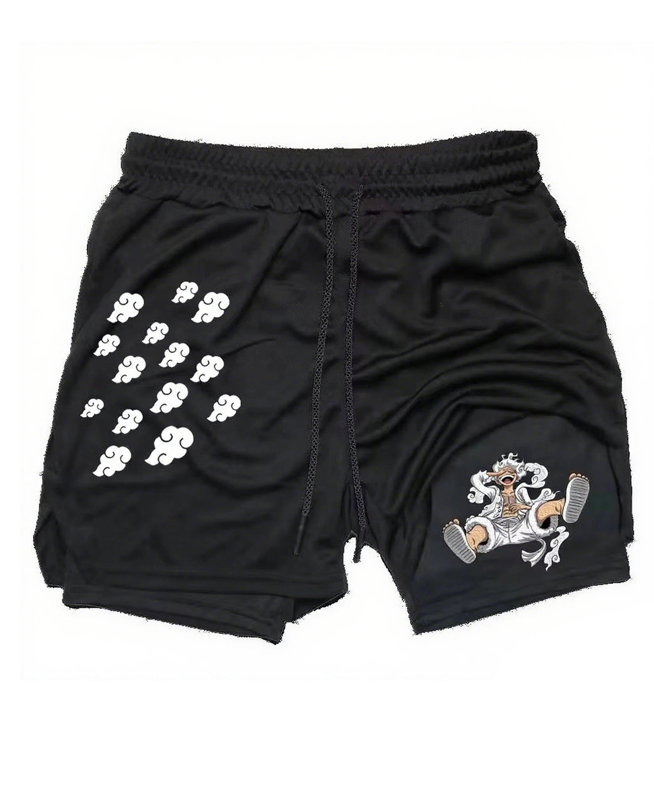 Anime One Piece Men's Shorts Quick-dry Double Layer 2-in-1 Pants Summer Graphic Print Workout Training Fitness Sports Gym Shorts