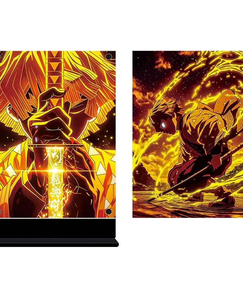 Zenitsu LED Backlit Poster – Demon Slayer Anime Night Light Sign for Bedroom or Game Setup