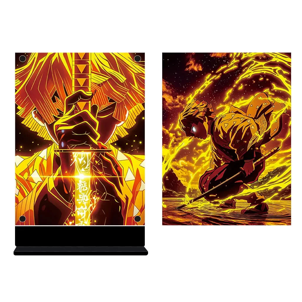 Led Backlit Poster Demon Slayer Anime Night Light Zenitsu Agatsuma for Bedroom Game Decor Table Lamps Led Sign Kimetsu no Yaiba
