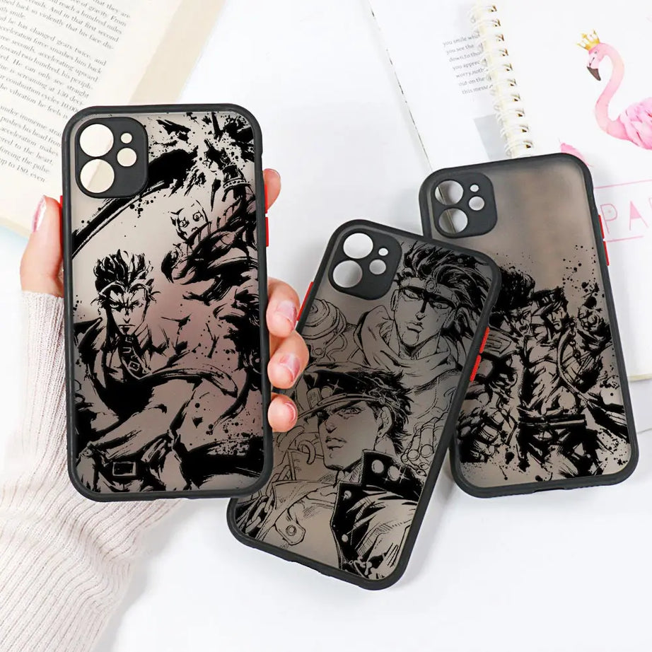 JoJo's Bizarre Adventure Coque iPhone14 Case For iPhone 15 11 13 14 12 Pro Max Mini X XS SE 7 8 Plus Matte Cover JoJo Kujo Anime