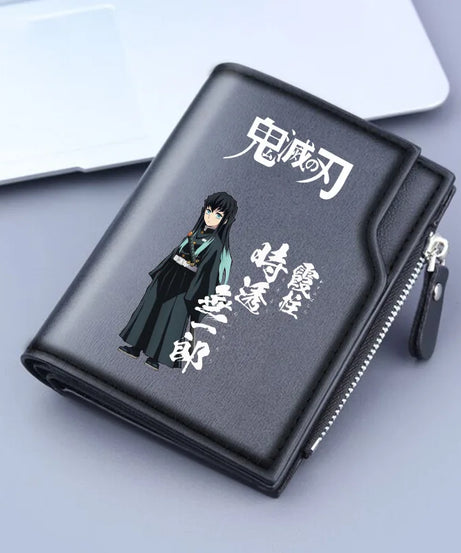 Demon Slayer Wallet Anime Coin Purse Men Credit Card Holder Boy Student Fashion Short Trifold Money Key Storage Pouch