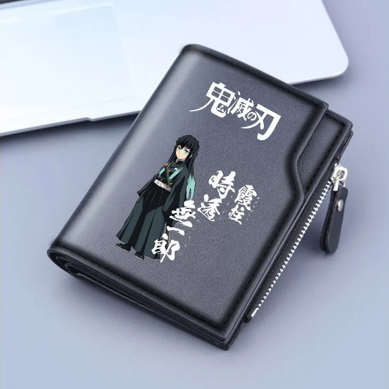 Demon Slayer Wallet Anime Coin Purse Men Credit Card Holder Boy Student Fashion Short Trifold Money Key Storage Pouch