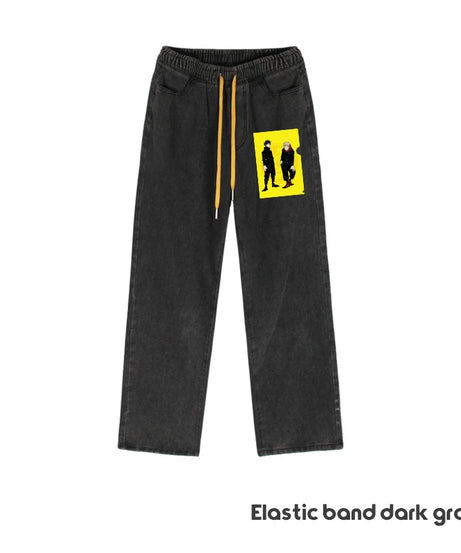 JUJUTSU KAISEN Gojo Yuji Megumi Sukuna Anime Daily Trousers Loose Spring and Autumn Wide Leg Pants Casual Jeans