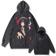 Anime Naruto Washed Vintage Hoodie – 100% Cotton Heavyweight Streetwear Pullover for Men & Women