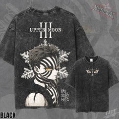 Demon Slayer Akaza Graphic Tee – Vintage Wash Heavyweight Cotton T-Shirt