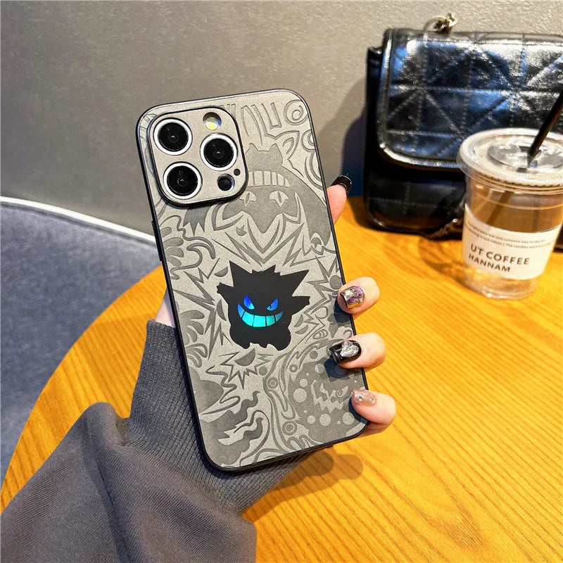 Gengar, Bulbasaur & Squirtle iPhone Case – Pokémon Laser Emboss Leather Cover