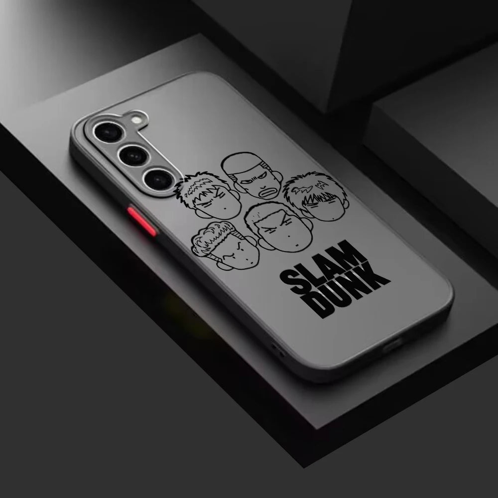 Slam Dunk Popular Anime Art Frosted Translucent For Samsung Galaxy S24 S23 S22 S21 S20 FE S10 S9 S8 Plus Ultra Pro 5G Matte