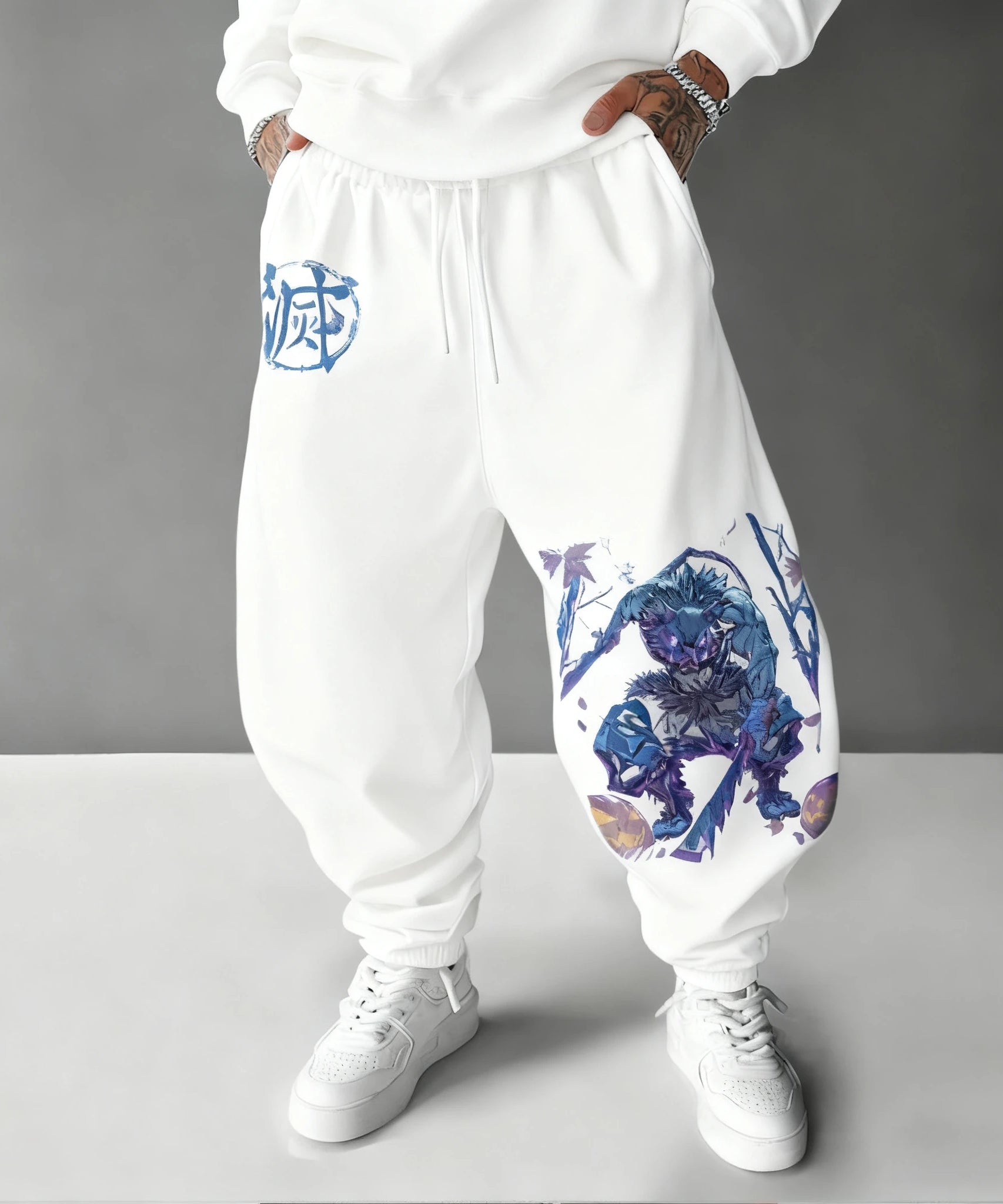 Demon Slayer Halloween Men's Sports Pants Autumn/Winter New Hashibira Inosuke Anime Printed Hip Hop Loose Casual Tights