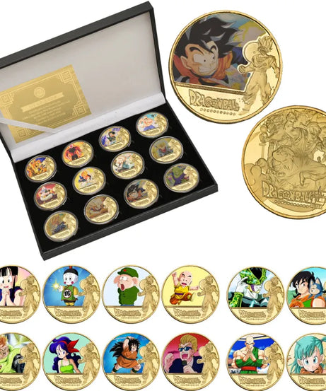 Dragon Ball Gold Plated Gold Coin Son  Goku Vegeta Commemorative Coins Children Classic Anime Peripherals Collection Toy Souvenir