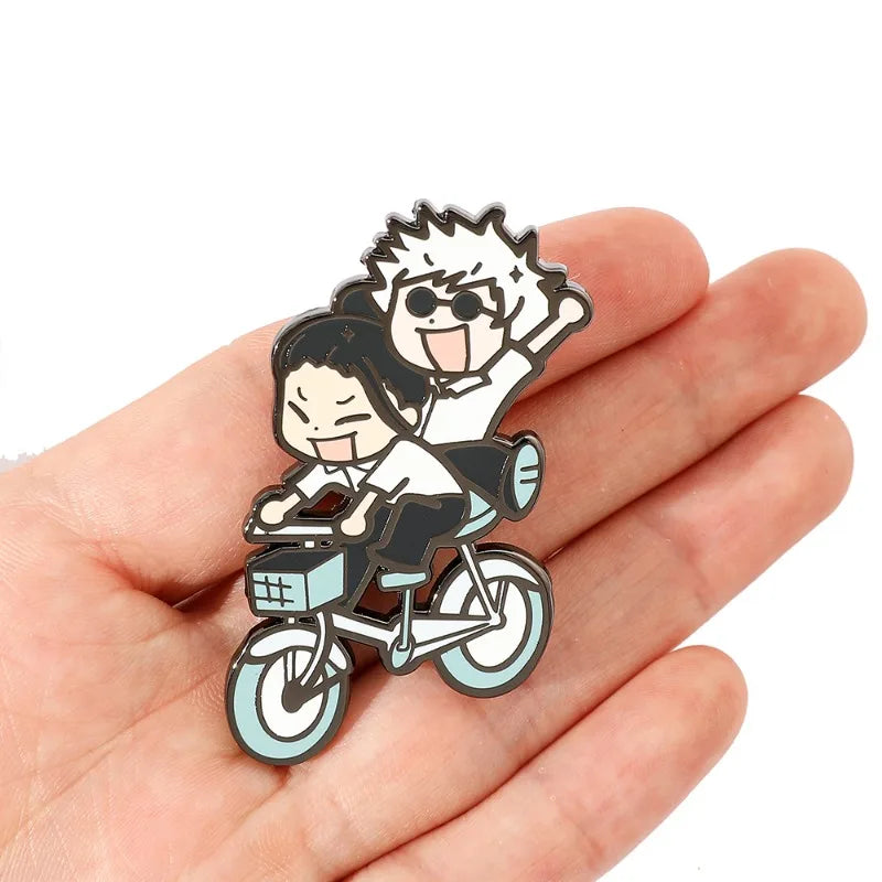 Jujutsu Kaisen Gojo and Geto Suguru Metal Alloy Drip Oil Brooch Cute and Creative Five Pieces of Wu Xia Youjie Brooch Accessorie