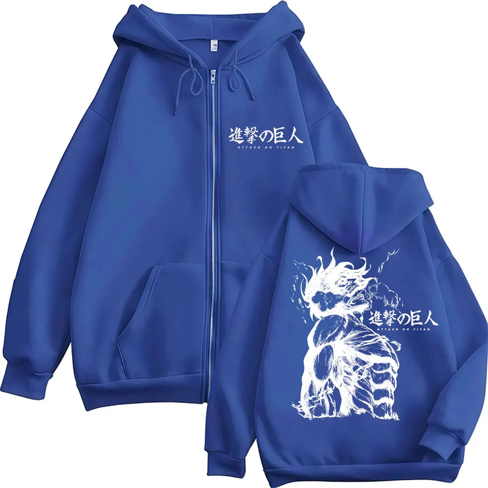 Attack on Titan Eren Jaeger Anime Zip-Up Hoodie – Harajuku Fleece Jacket 5