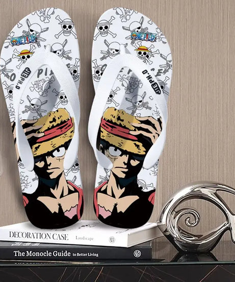 One Piece anime peripheral flip-flops Luffy Zoro creative  outdoor daily anti-slip clip-on summer couple slippers gift