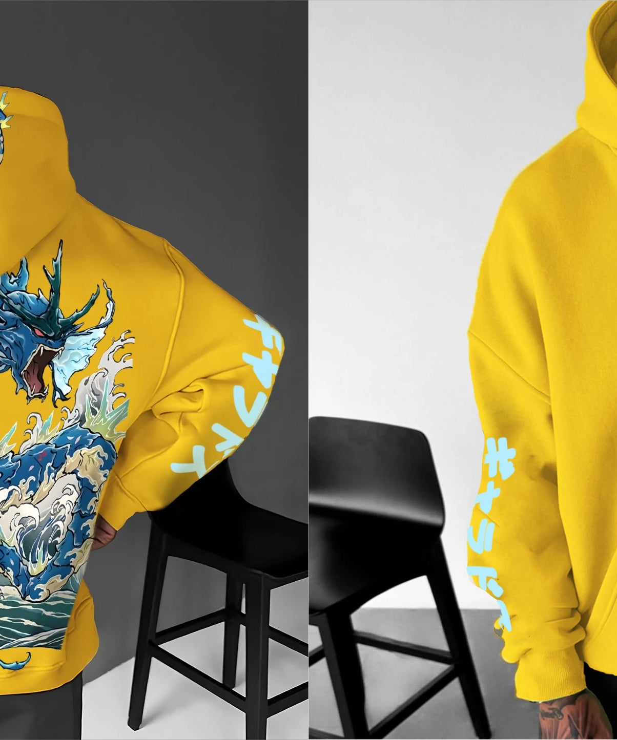 Pokémon Men's Hoodie Autumn/Winter Anime Gyarados Cool Print Loose Street Casual Daily Wear Original Jumper Top