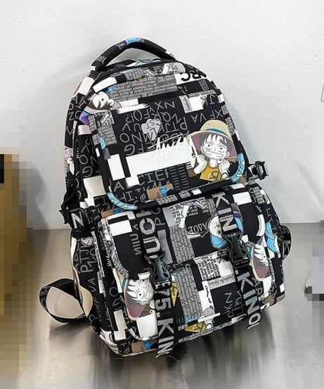 Monkey· D·Luffy cute creative simple anime peripheral waterproof graffiti schoolbag for primary and secondary school students